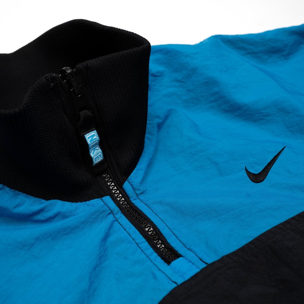 VTG Y2K Nike Reversible‎ Windbreaker Black Blue White Embroidered Color Block S